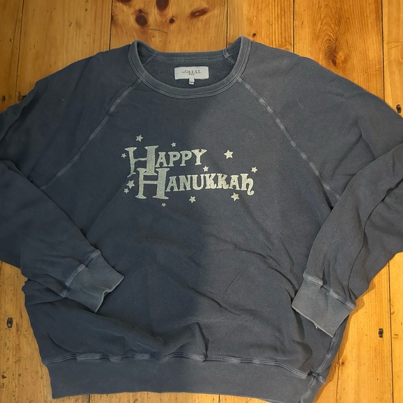 THE GREAT. Blue college sweatshirt Hanukkah Sweatshirt rare unisex - Picture 4 of 8